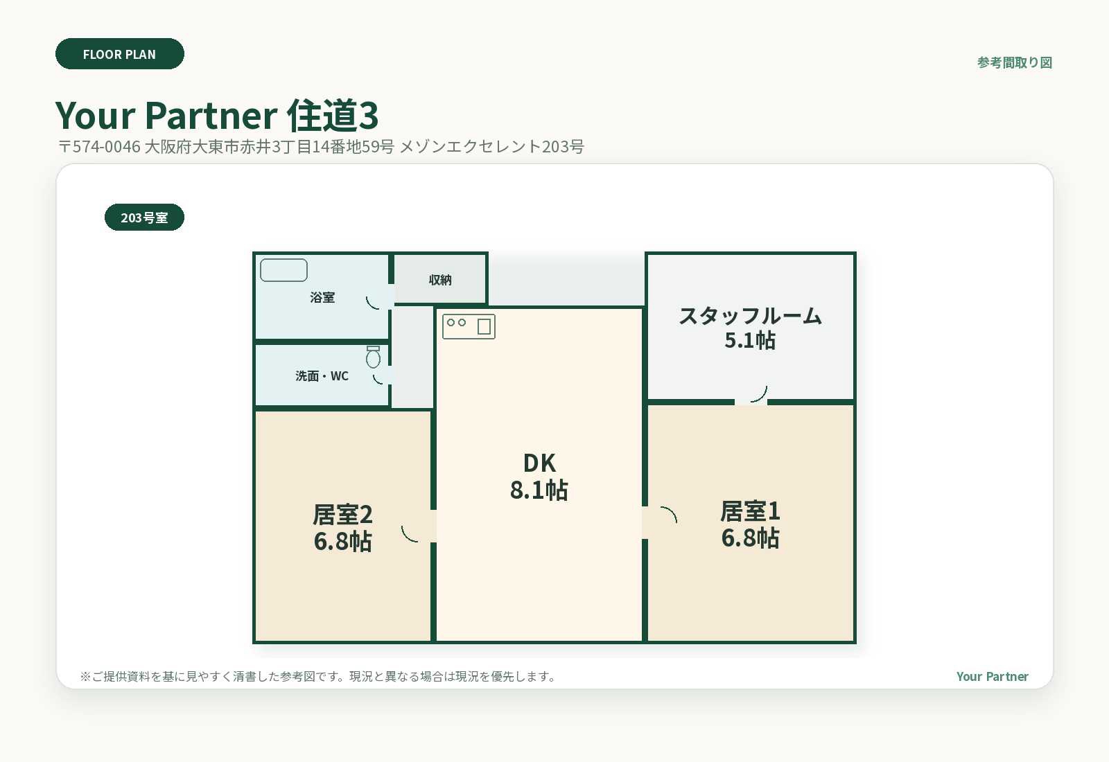 Your Partner 住道3 の参考間取り図