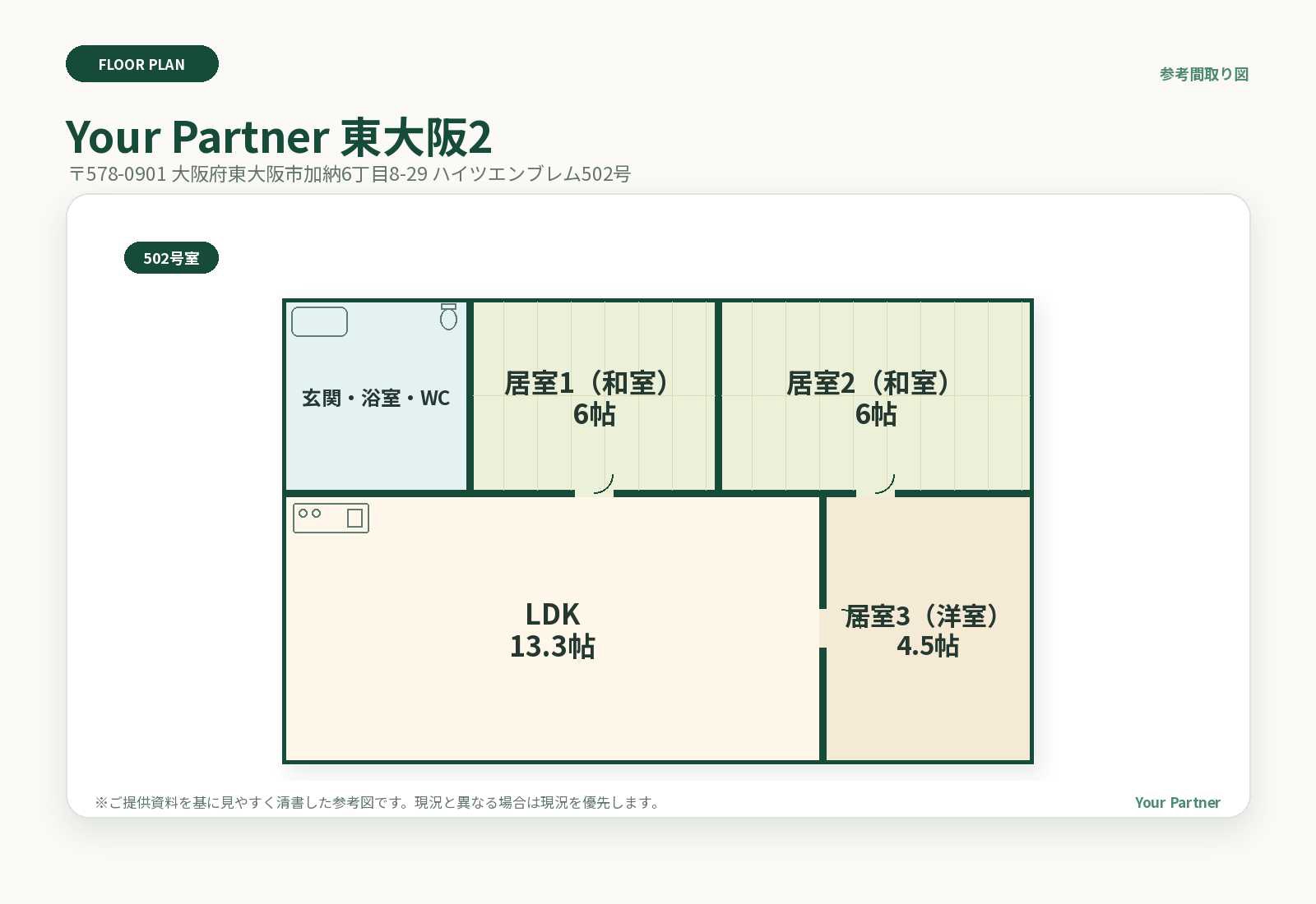 Your Partner 東大阪2 の参考間取り図