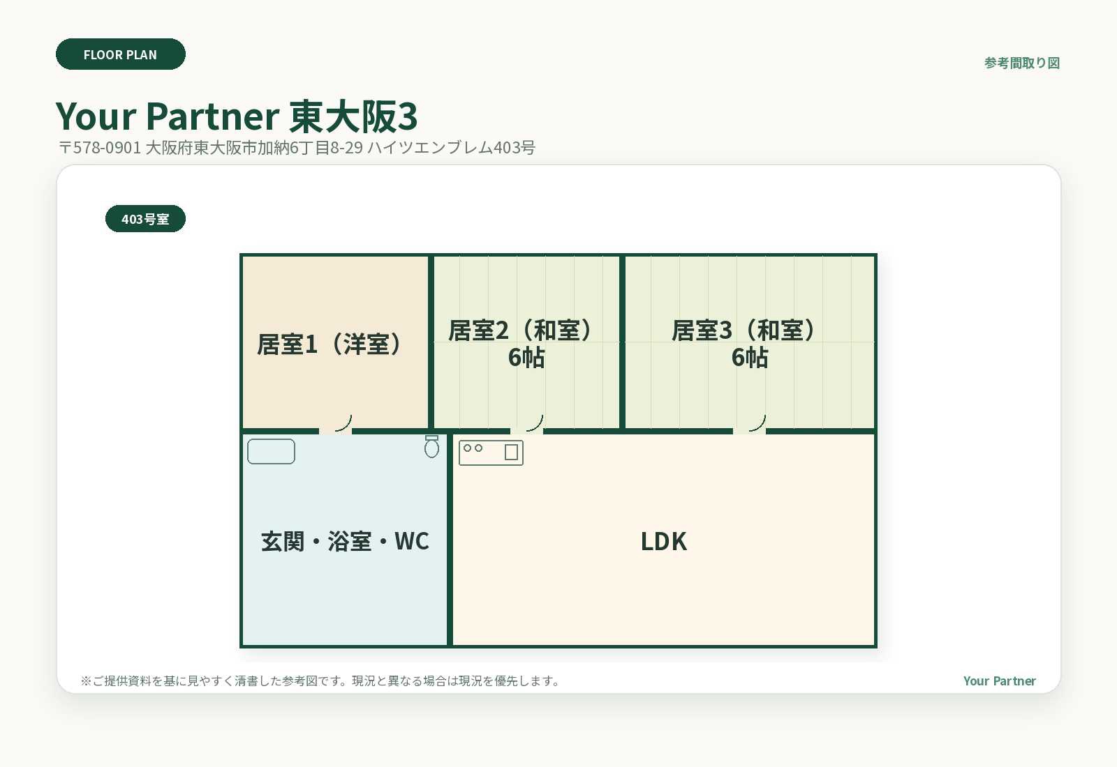Your Partner 東大阪3 の参考間取り図
