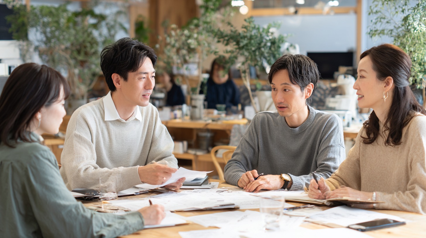 スタッフや関係者と支援について話し合うイメージ